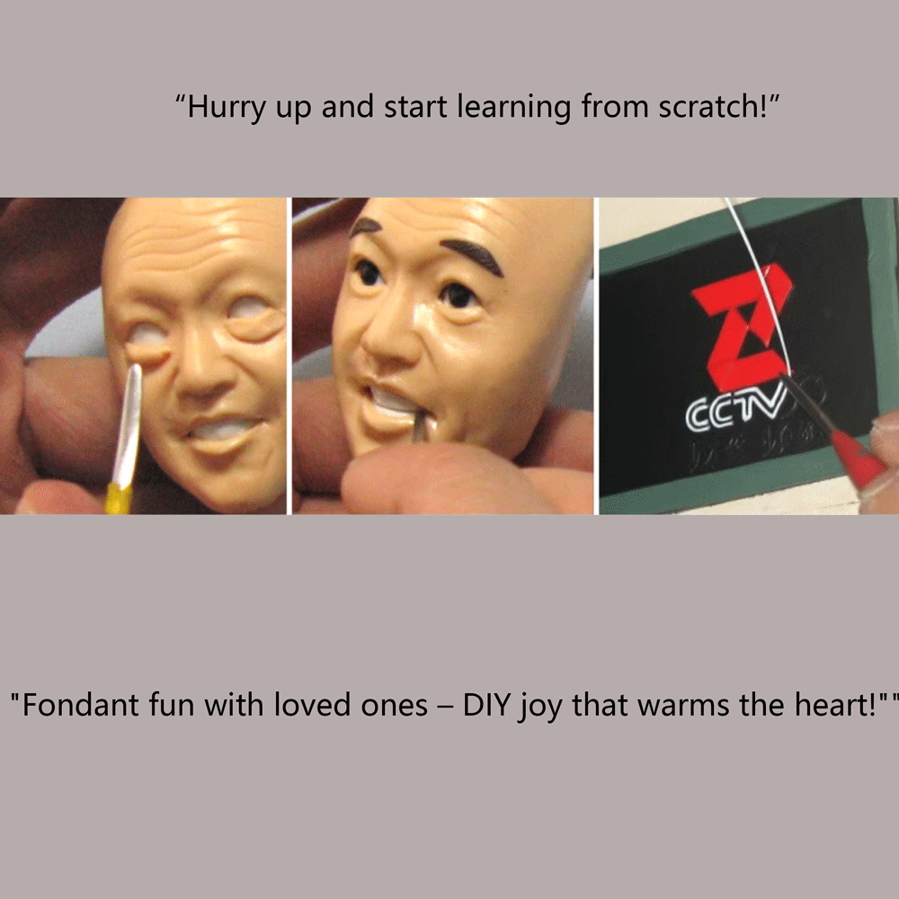 Close-up of a hand using a carving knife from the Multi-Purpose Carving Knives Sculpting Tools set to add fine details to a DIY sugar art piece, with a ball of clay nearby showing dual-use for sugar and clay crafts