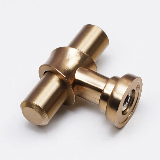 Champagne bronze cabinet handle connector in a sleek T-bar design, perfect for modern home decor.