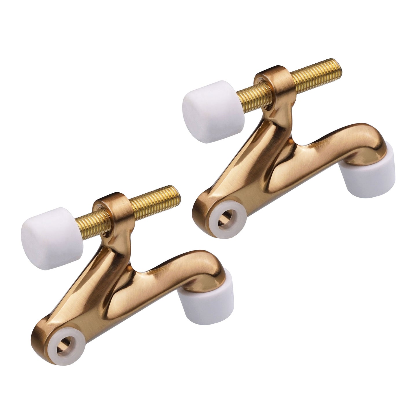 Hinge Pin Door Stop 2-Pack - Front view of adjustable zinc heavy duty door stoppers showing complete set