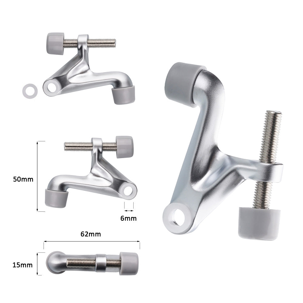 Zinc Door Stopper 2-Pack - Top-down view highlighting adjustable height and heavy duty construction