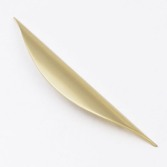 Elegant brushed gold curved thumb pull for modern cabinets