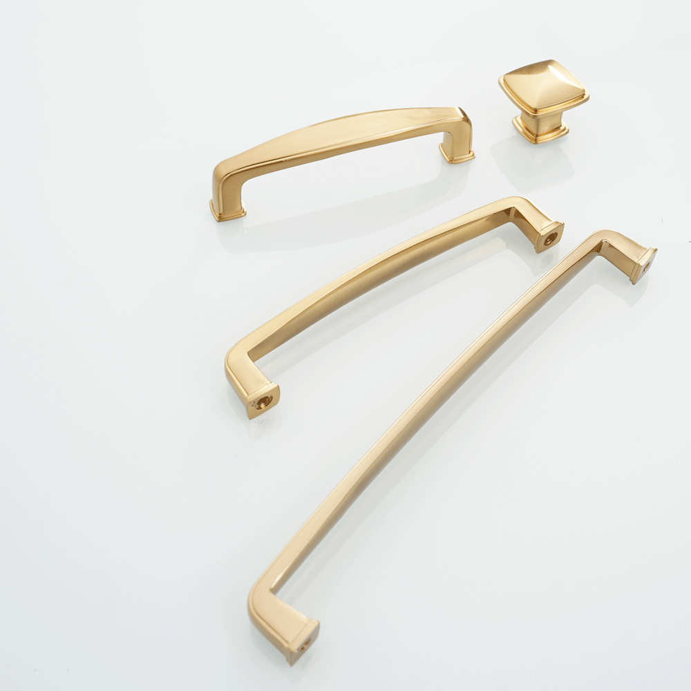 Sleek brushed champagne bronze drawer handle in modern design.