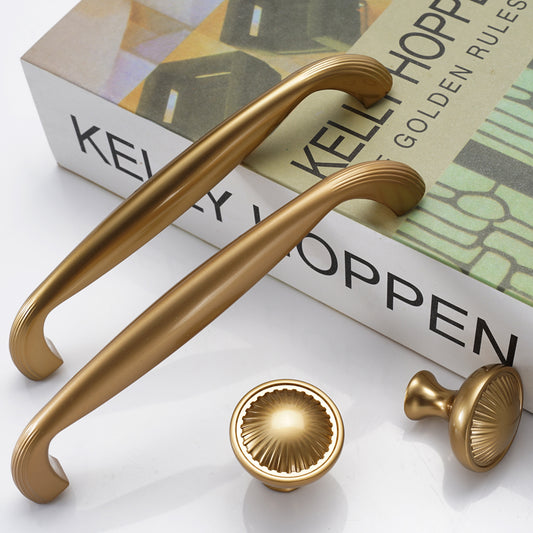 Gold Drawer Pulls and Knobs 10 Pack - Complete set of modern zinc alloy handles displayed together