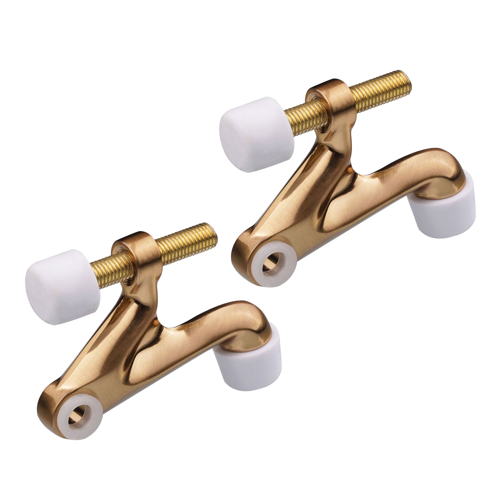 Hinge Pin Door Stop 2-Pack - Front view of adjustable zinc heavy duty door stoppers showing complete set