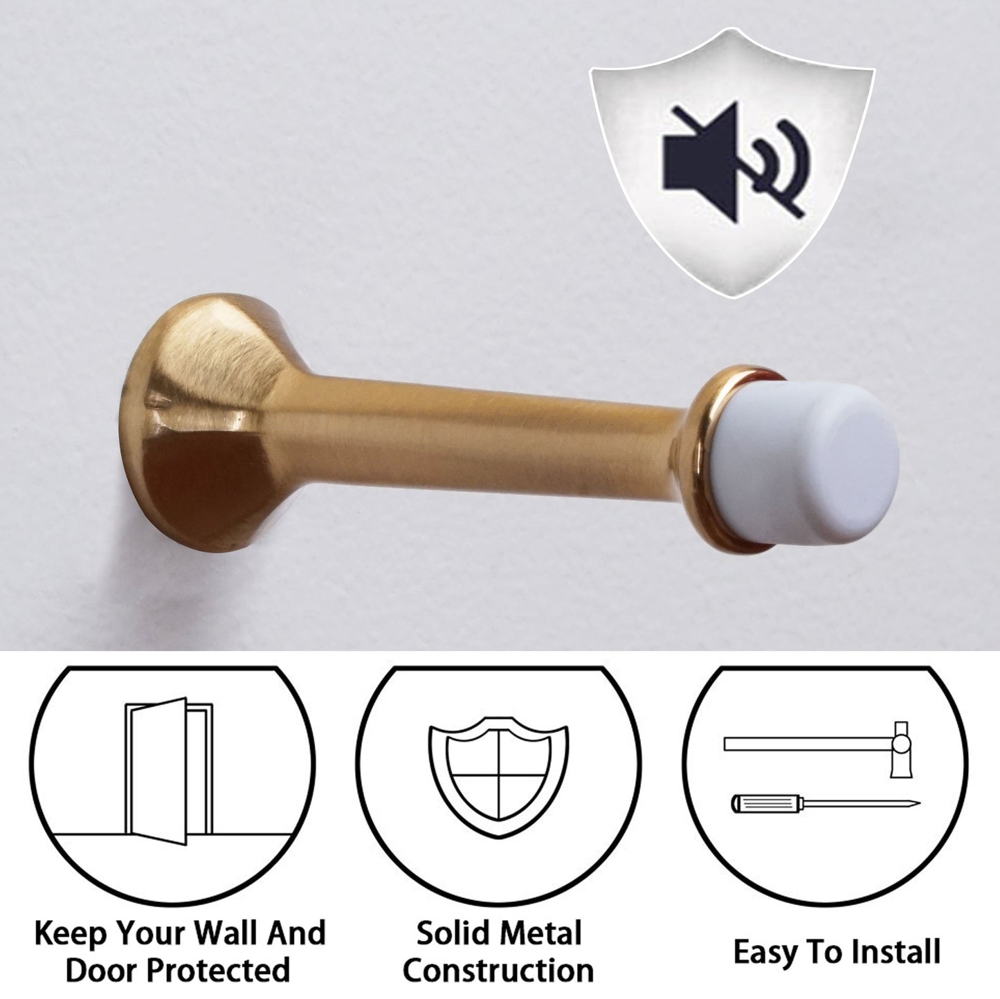 Champagne Bronze Door Stop – 3" Heavy Duty Adjustable Wall Protector
