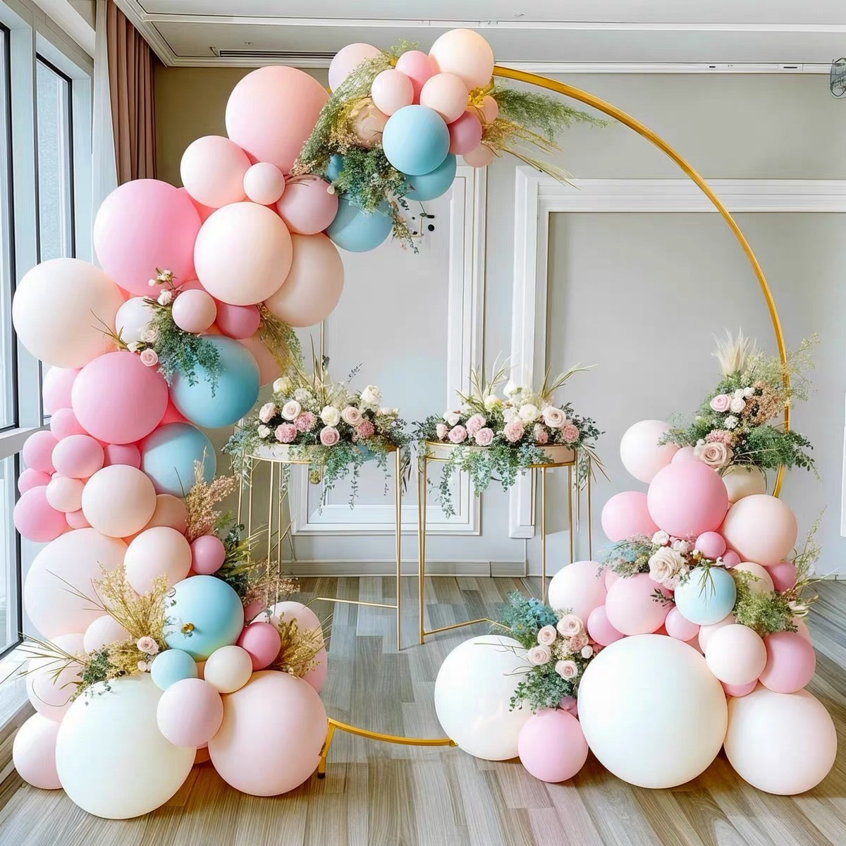 Metal Round Wedding Arch Backdrop Stand – Gold Circle Flower Frame for Party & Event Decoration (59" 71" 79" 87")