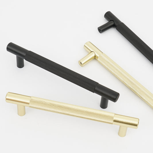 Black aluminum alloy knurled handle for modern kitchen cabinets