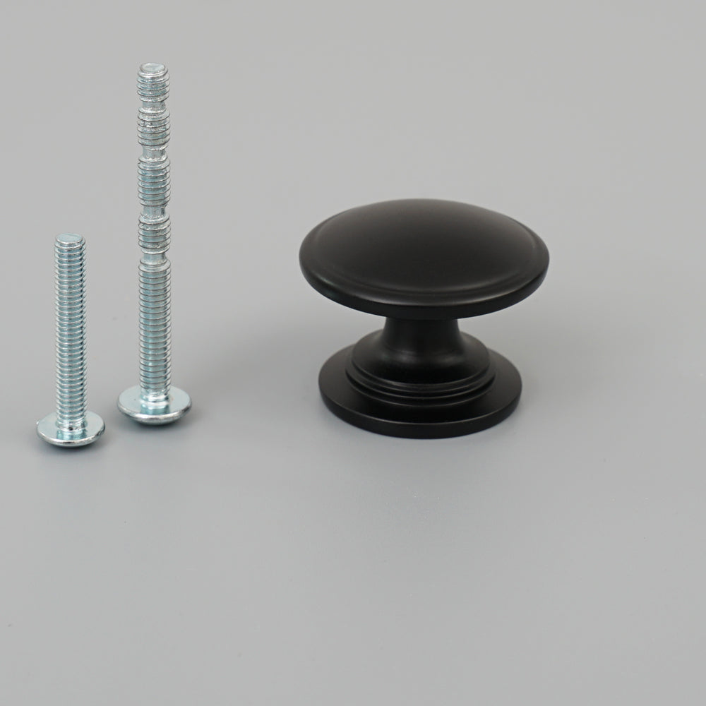 Black zinc alloy single hole furniture handle, modern design, pack of 5