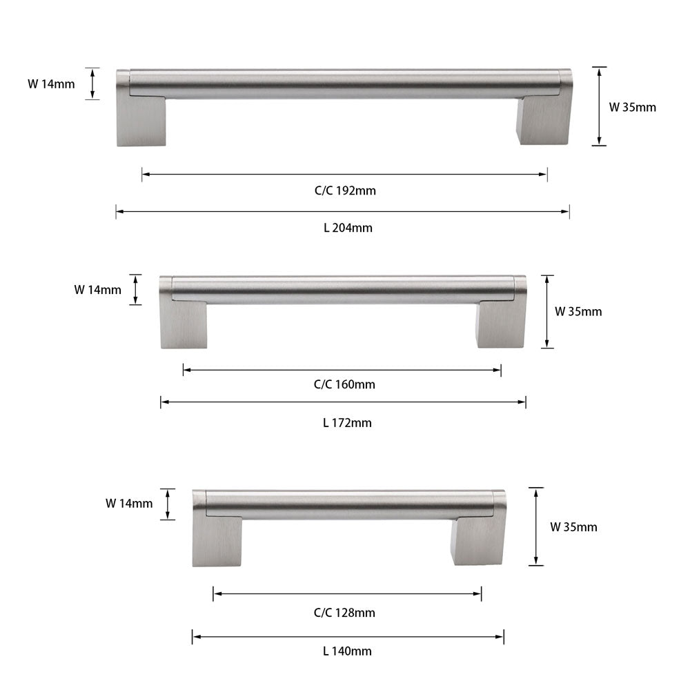 Office furniture drawers with satin nickel cabinet bar pull handles installed