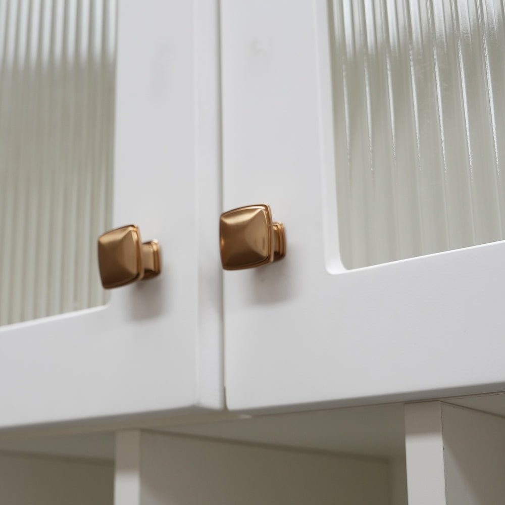 Brushed champagne bronze cabinet pull handle, 128mm hole centers.