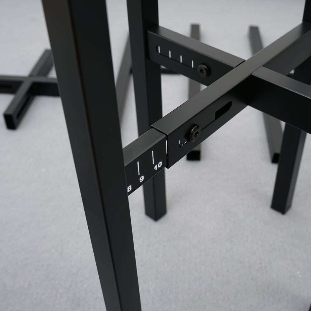 Black floor plant stand full set with labeled details, adjustable and durable metal design for indoor or outdoor use.