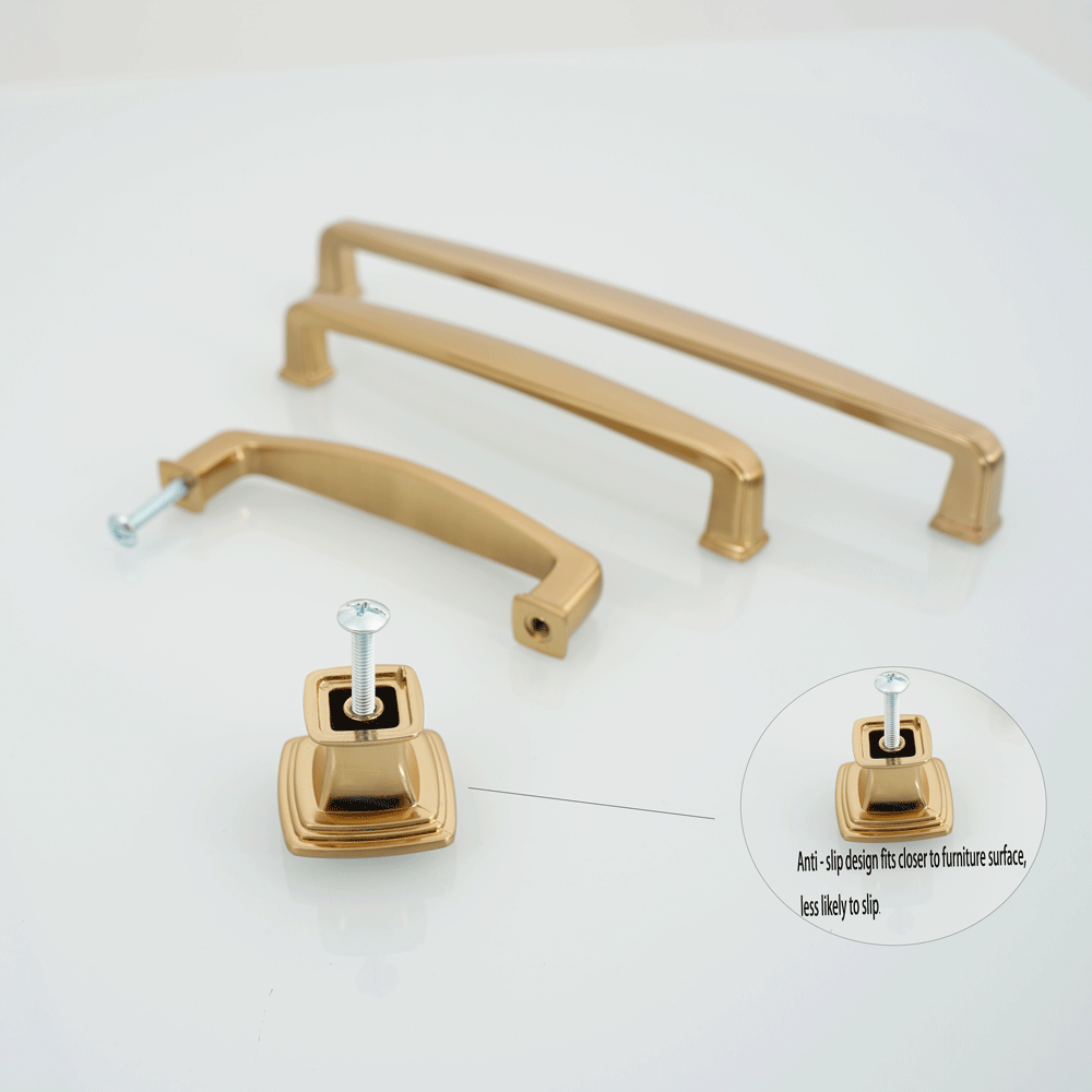 Luxury brushed champagne bronze cabinet pull handle with zinc alloy body.