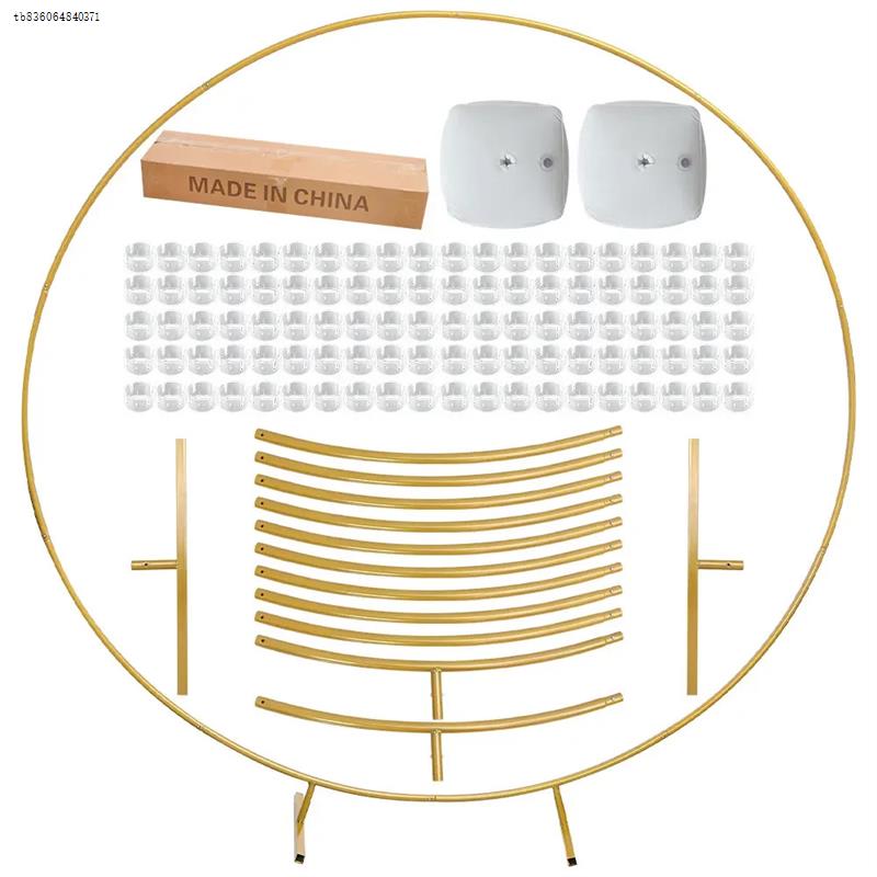 Metal Round Wedding Arch Backdrop Stand – Gold Circle Flower Frame for Party & Event Decoration (59" 71" 79" 87")